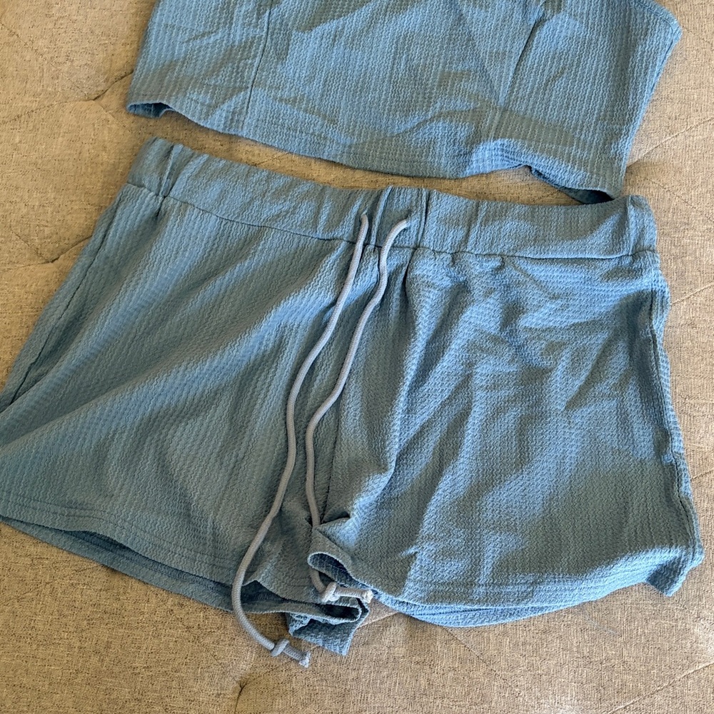 Blue Ribbed Tank & Shorts Set - Picture 3 of 11